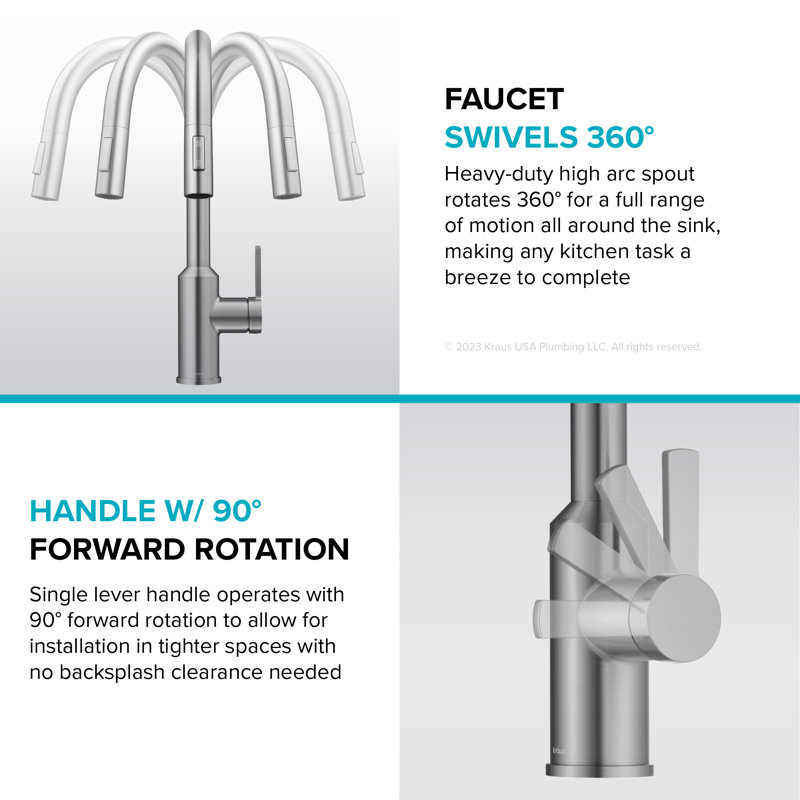 KRAUS Oletto Touchless Sensor PullDown Single Handle Kitchen Faucet